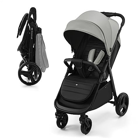 Kinderkraft RINE Poussette Canne, Poussette Compacte, Poussette Bébé, Légère, Roues en mousse durable, Imperméable avec Filtre UPF 50+, Gris