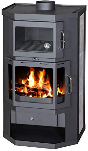 Kaminofen mit Backfach+Herdplatte Victoria Taro F schwarz – 9,53 kW