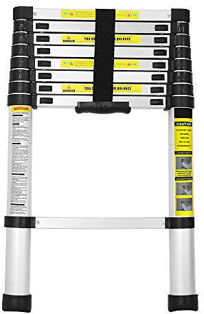 Eulenke Scala Telescopica 2,6m in Alluminio - Carico Massimo 150 kg - Antiscivolo e Pieghevole - Multiuso