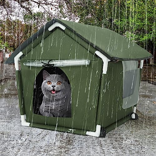 Outdoor Cat House Weatherproof Cat Shelters for Feral Cats Indoor Cat House with Mat and Edging Nails for Outside Provides Cozy Shelter for Stray and Outdoor Cats