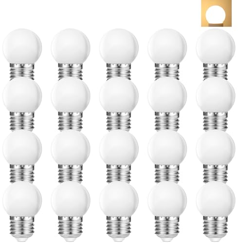 Suncan 20 Stück LED E27 1W, E27 1W LED Glühbirne,Mini Globe Lampe für Urlaub Party Dekoration,LED lampe für Lichterkette, AC 220V,Warmweiß 2700K