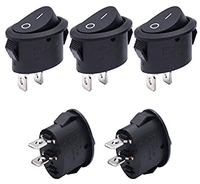 5 Stück ovaler runder Wippschalter EIN/Aus AC 250 V/6 A 125 V/10 A SPST 3 Pin 2 Position Mini-Bootsschalter elektronischer Schalter
