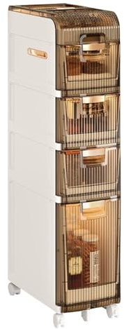 KAMPCO Kleiner Badezimmer-Eckschrank mit Schubladen und Rollen, schmaler Toilettenpapier-Aufbewahrungsschrank für Badezimmer, Schlafzimmer, Wohnzimmer, Waschküche, Büro