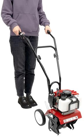 TouTToNG Cultivateur à Essence 2 Temps, Moteur 52 cc, Mini Cultivateur, Motobineuse Motoculteur, Motobineuse pour Fermes, Jardins