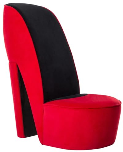 CKioict Lesesessel Cocktailsessel Moderner Polstersessel Stuhl in Stöckelschuh-Form Rot SamtGeeignet für Büro, Schlafzimmer, Arbeitszimmer
