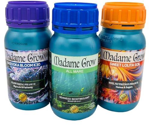 Madame Grow - Abono Universal para Todo Tipo de Plantas - Fortalece y Acelera Crecimiento - Solución de 3 x 250ml