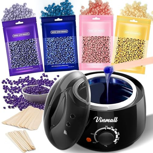 Wachswärmer Waxing set Wax maschine: Vinmall Wachsmaschine enthaarung Warmwachsgerät mit Wachsperlen für Wachs Haarentfernung, heißwachsgerät set schwarz