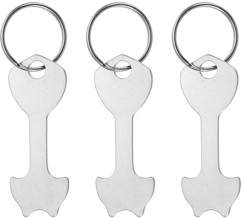 PATIKIL Shopping Trolley Token Key Ring, 3 Pack 2.4 Inch Stainless Steel Cart Remover Unlock Release Keychain for Grocery Shopping Carts, Silver Tone