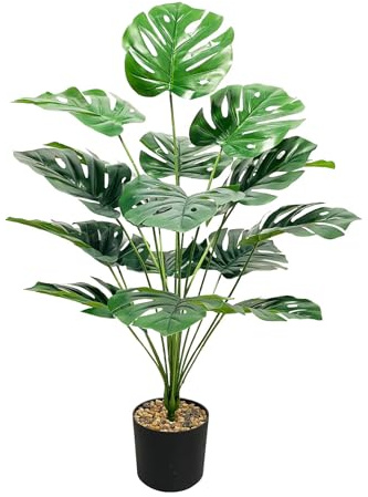 Zelihrdu Fausses Plantes Artificielles Interieur, Plastique Plante Artificielle Exterieur, Faux Tropicales Arbre pour Maison Jardin Chambre Bureau Balcon Décoration (75cm Vert Monstera)