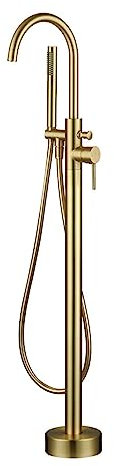 Goldene freistehende Badewannenarmatur, stehende Badewannenarmaturen mit hohem Durchfluss und Handbrause-Mischbatterien, verstellbares Drehgelenk, verchromt,