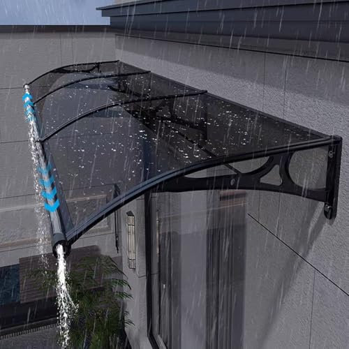 Vordach für Eingangstür,Vordach Haustür Überdachung,Uv-Schutz Sonnenschutz Pultvordach Überdachung,Haustürvordach Pultvordach aus 2.5mm Dicke Polycarbonat,mit Zubehör (60x150cm/24 x59)
