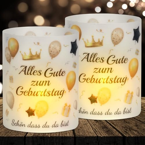 16 Windlicht Tischdeko Geburtstag, Geburtstagsdeko Frauen Männer Mädchen Jungen, Geeignet für Teelichter oder Kerzen mit Schön DASS Du Da Bist
