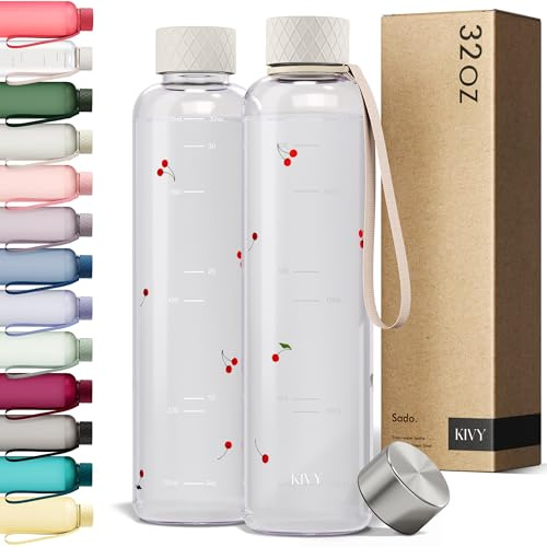 KIVY Trinkflasche 1l aus Tritan - Kohlensäure geeignet & Auslaufsicher | Für Sport, Schule & Büro - Sport Trinkflasche Gym - Wasserflasche für Sprudel - Sportflasche 1 Liter - Spülmaschinenfest