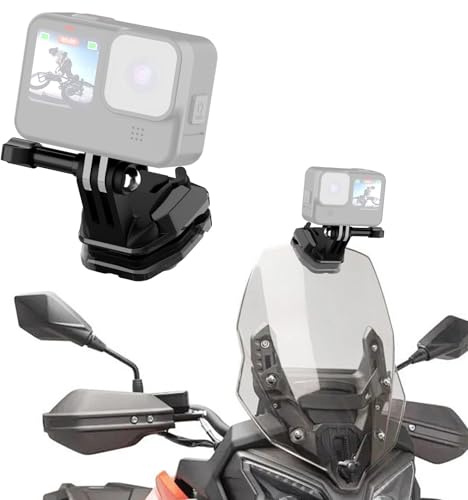 PULUZ Motorrad Windschutzscheibe Clip für GoPro Hero12/11/10/9 Windschutzscheibe Action-Kamera-Halterung Clip kompatibel mit DJI Osmo Action 4,Aluminiumlegierung Halterung für Insta360 X4 / Ace Pro