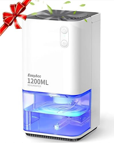 EasyAcc®1200ml Deumidificatore Casa AntiMuffa Piccolo Deumidificatore Portatile Elettrico Silenzioso 35db-Autosbrinamento-Riciclabile-7 Luci-Professionale per Camera Armadio Bagno