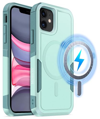 MOBESV Magnetisch Hülle für iPhone 11 6,1 Zoll, Handyhülle kompatibel mit MagSafe, Matte Stoßfeste Cover, Minzgrün