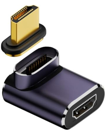 chenyang HDMI 2.1 Magnetanschluss, HDMI Stecker auf Buchse 90 Grad nach oben abgewinkelt 8K@60Hz 4K@120Hz 48Gbps Hochgeschwindigkeits Gender Change Adapter vergoldet