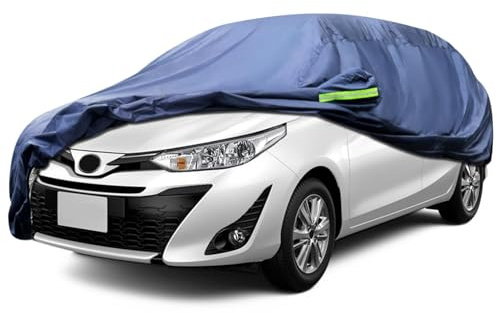 Svnqney Autoabdeckplane 10 Schichten Vollgarage Autoabdeckung Vollgarage für Toyota Yaris 1999-2025 Staubdicht Wasserdicht Autohülle Autoplane Car Cover