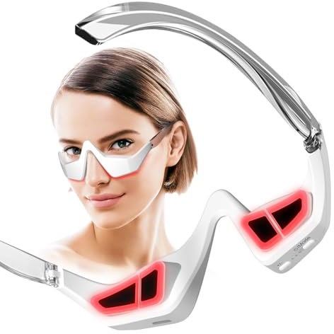 Rotsha Under-Eye Red Light Therapy Device, Red Light Therapy Glasses Microcurrent Eye Massager Red Light Eye Mask for Eye Bags Dark Circles Puffiness Wrinkles Fine Lines, Gray