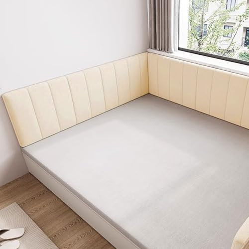 Aocet Wandpaneele Gepolstert für Bettrückwand Bettseite - Wandkissen Kinderzimmer Bett - Polsterpaneel Rückenpolster Wand - Wandschutz Bett - Teddysamt, Weich und Anti-Kollision(Gelb,120x45x4.5cm)