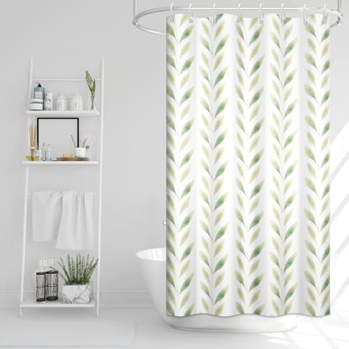 Ruelvth Stall Duschvorhang, salbeigrün Blätter, kleiner Duschvorhang für Badezimmer, Frühlings-Aquarell, Wohnmobil, Duschvorhang-Set mit Haken, 91,4 x 183,9 cm