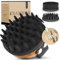 BAMBUA Kopfhaut Massagebürste - (3 AUFSÄTZE) vielseitige Kopfmassage Bürste mit Anti-Schuppen Effekt - Premium Haar Massagebürste Haare - Scalp Massager Brush inkl. E-Book „Gesunde Kopfhaut“ (Schwarz)