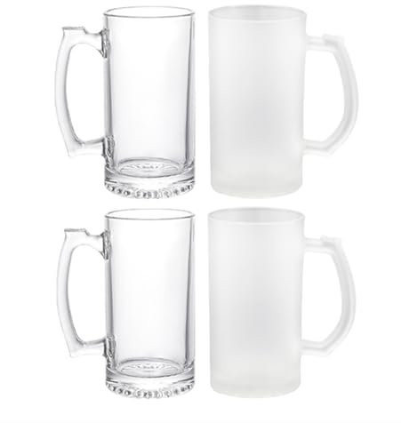 XKONG Beer Glasses for Freezer,Beer Glasses for Freezer, 500ml /16oz Beer Drinking Glasses, Traditional Stein for Bar, Alcohol, Beverages，4PCS
