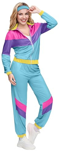 Spooktacular Creations 80er-Jahre-Workout-Kostüm für Damen, Halloween-Outfit für Erwachsene im 70er-Jahre-Workout-Sportbekleidung für Halloween-Kostümparty