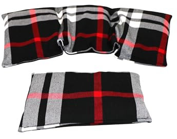 Kirschkernkissen SCHOTTEN - DESIGN 2 er Set Langes 36 x 18 cm 3 Kammer + kleines Körnerkissen Wärmekissen XXL Schulterkissen Nackenkissen Mikrowelle + Backofen (Schwarz Schotten Design, Kirschkerne)