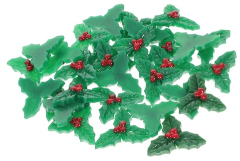GALPADA 30 Piezas Adornos de Navideñas de Acebo y Bayas Adornos de Resina para Navidad Accesorios para Manualidades DIY Decoración de Habitaciones Temática de Acebo