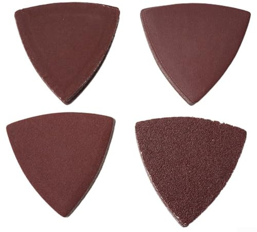 40pcs Triangle Sanding Pads 80mm Compatible with for Oscillating Multi Tool, Mixed Grit 60/120/180/240 Hook and LOOPs Sandpaper, Aluminum Oxide