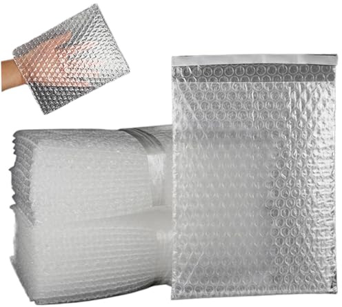 Bubbelpåsar, 50-pack 12 x 18 cm bubbelpåsar med dubbla lager, vattentät stötdämpning, självtätande, genomskinliga PE fraktväskor för post och skydd