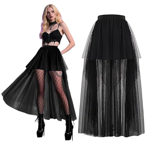 LUKIUP Donna Gonna Tulle Corto Davanti Lungo Dietro, Sottogonna Strati Gonna Balletto Prom Party, Donna Gonna Strati Gonna Balletto Adatto Carnevali Halloween Feste Tema Altre Occasioni (Nero)