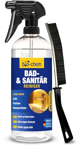Bio-Chem - Limpiador de Baños e Inodoros 750ml + cepillo para juntas - Productos de limpieza doméstica para duchas, lavabos e inodoros - Limpiador de baños antical y antimoho