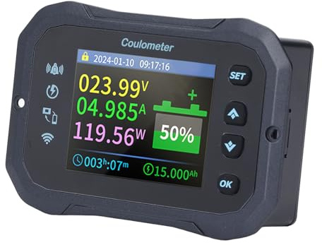 HaloVerde Monitor remoto della batteria 10-100 V 50 A tramite APP WiFi/Bluetooth, misuratore di potenza digitale e monitor della capacità della batteria con shunt per sistemi