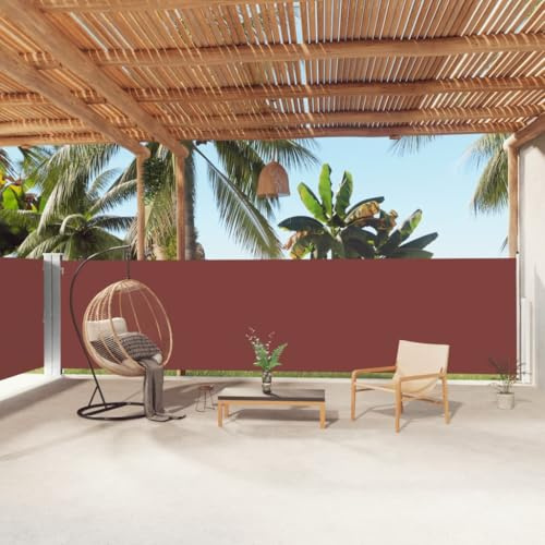 Store latéral extensible marron 160 x 1000 cm, store extérieur de jardin, double face, pour terrasse, balcon, protection solaire, coupe-vent, brise-vue, tissu résistant à la déchirure, avec revêtement
