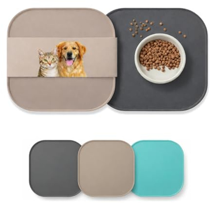 2er Napfunterlage Hund & Katze 26x26cm Set, Silikon Futtermatte abgerundet
