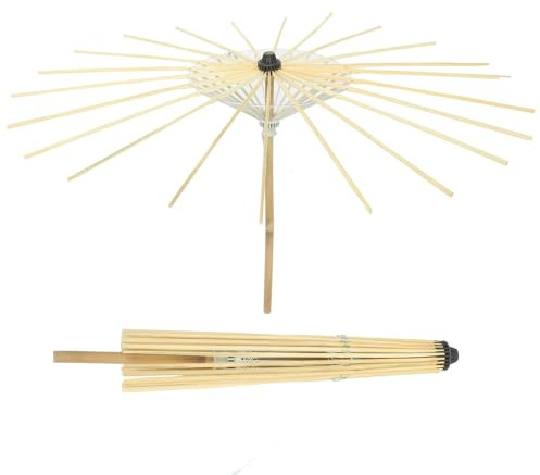 HOODANCOS 2pcs Bamboo Oiled Paper Umbrella Stands 82cm Skeleton Frames for Handmade Chinese Parasol DIY Craft, ’s Rain Sun Umbrella Supports for Wedding Decoration and Photo Props Random