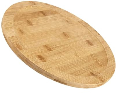 EXAOMBLE Plato Giratorio de Madera Natural 20 CM Base Estable, Soporte para Tartas y Fuente Redonda para Servir Postres y Pizza, Adecuado para Uso en Cocina y Comedor