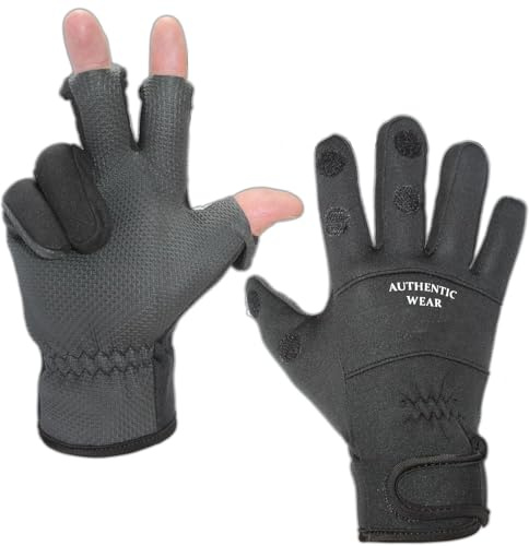 Angel-Berger Premium Neoprenhandschuhe schwarz Angler Handschuhe zum Angeln (L)
