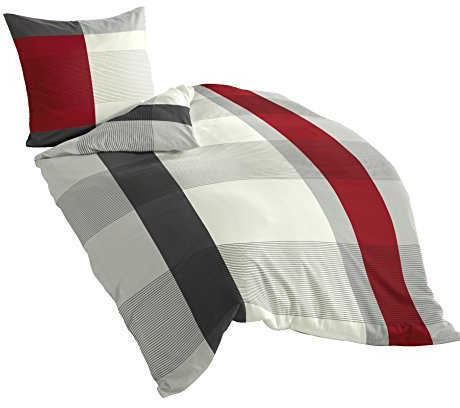 Bierbaum Bettwäsche 4643, Satin Basic, Designed in Germany, grau 14, 135x200 + 80x80 cm