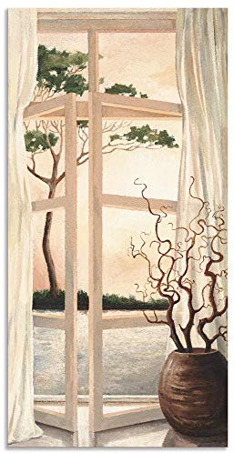 ARTland Wanddeko Wandbild Alu Verbundplatte für Innen & Outdoor Bild 75x150 cm Fensterblick Fenster Toskana Landschaft Fensterbild Sonnenuntergang T4OM