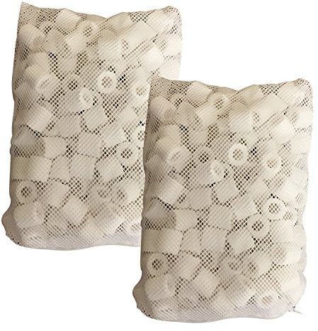 Finest-Filters 1000g (1kg) Ceramic Filter Rings Biological Filter Media in Bags for Aquarium/Pond Filters