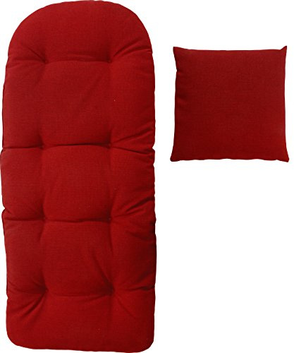 Korb-Outlet Set Schaukelstuhl Auflage 120x50 und Deko-Kissen 40x40, Rot, Polster, deutsche Herstellung, Auflagekissen/Kissenauflage für Schaukelsessel