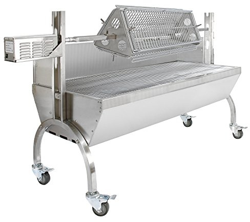 KuKoo 90kg Hog Roasting Machine Spit Rotisserie, With Grill Basket Attachment, Windshield & Cutlery
