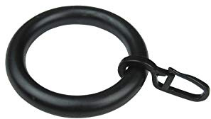 Gardinenringe/Vorhangringe mit Faltenhaken, Ringe für Gardinenstangen/Vorhangstangen - 10 Stück Kunststoff - Ø 39 x 55 mm (Schwarz)