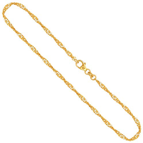 EDELIND Goldkette 333 Gelbgold 2,4mm für Damen Herren - Singapurkette Halskette 8 Karat Gold Länge 60cm - Goldschmuck mit Schmuck Geschenk Box Made in Germany