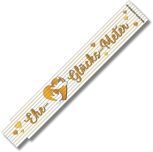 2 Meter Zollstock mit Aufschrift | Spruch - Ehe Glücksmeter NEU - Hochzeit Hochzeitsgeschenk 2m Gliedermaßstab Geschenk für Männer Handwerker Heimwerker zum Geburtstag Holz
