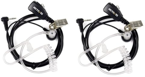 Retevis EAM101 Funkgerät Headset 1 Pin 2.5mm Kopfhörer Kompatibel mit Walkie Talkie RT45 Motorola TLKR T80 T80 Extreme T82 T82 Extreme T92 H2O T60 T61 T62 T81 Hunter T270 HYT TC-320 (2 STK.)