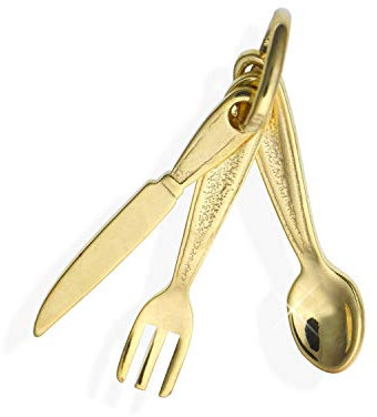 Couteau, fourchette, cuillère - Pendentif complet 3D - Or 585 585 14 carats (art. 212043)